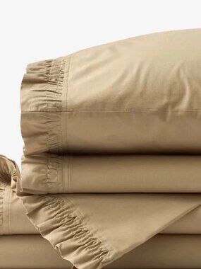 The Company Store Solid Ruffle Garment Washed Cotton Percale BedSheet Set TwinXL